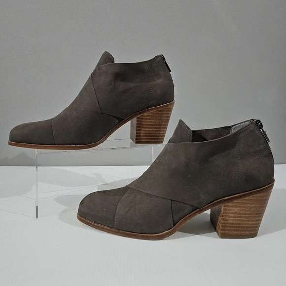 NEW Eileen Fisher Ember Low Ankle Bootie Women 10 Taupe Brown Leather Block Heel - Picture 2 of 13